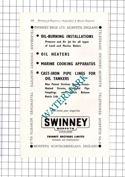Tube Products Ltd Oldbury / Swinney Brothers Morpeth ADVERT - c.1957