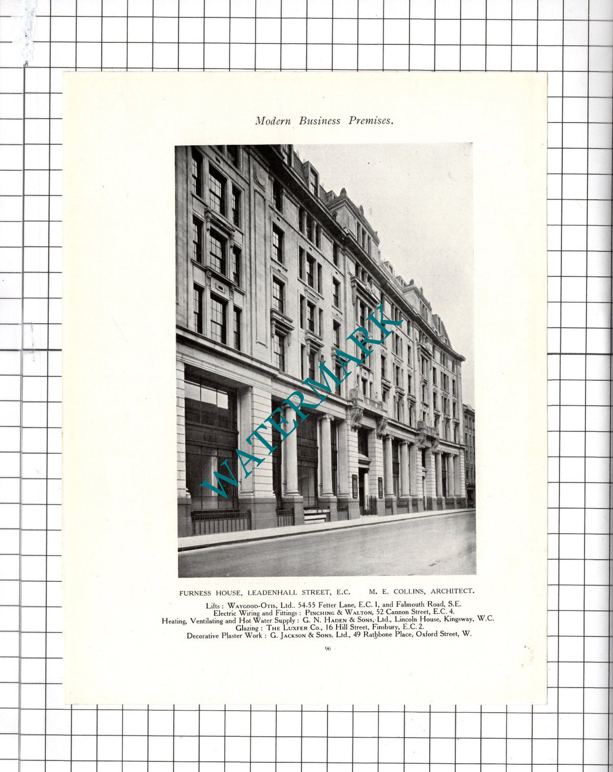 Furness House Leadenhall Street London M E Collins Architect c.1920s Book Prints