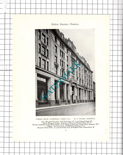 Furness House Leadenhall Street London M E Collins Architect c.1920s Book Prints
