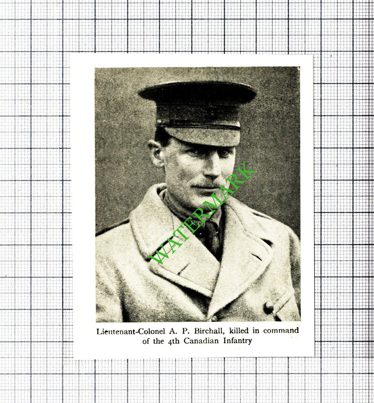 Lt Col AP Birchall 4th Canadian Infantry Great War -  c.1920 Small Cutting
