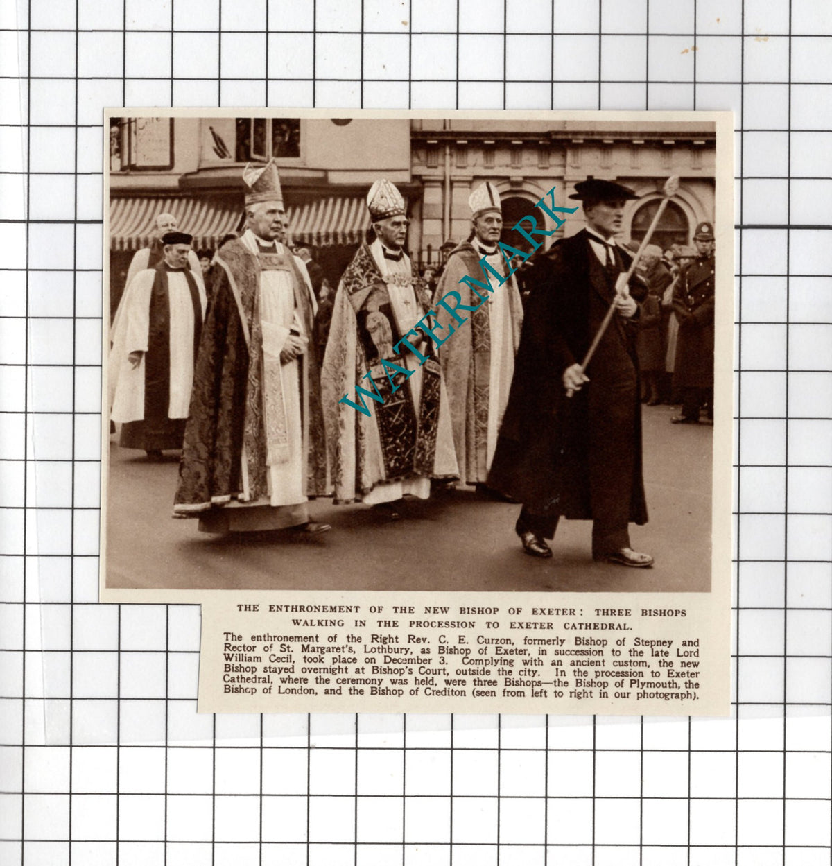 Right Rev C E Curzon Bishop Of Exeter - 1936 Small News Clipping