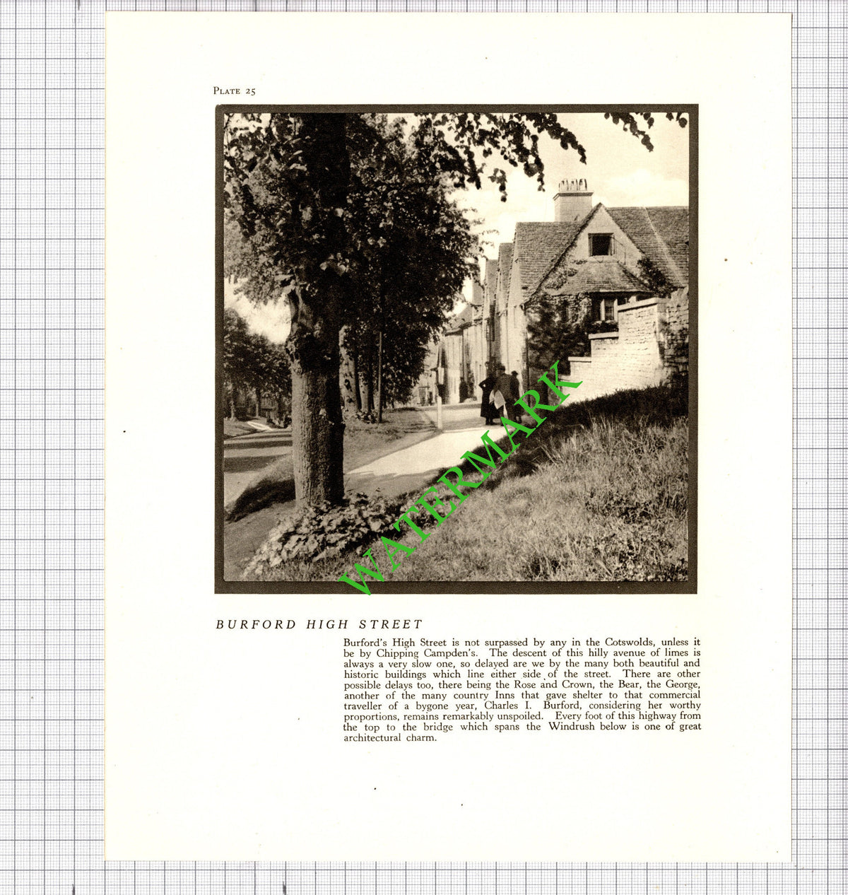 Burford  /  Bibury Village Gloucestershire Cotswolds - 1940's Cutting / Print