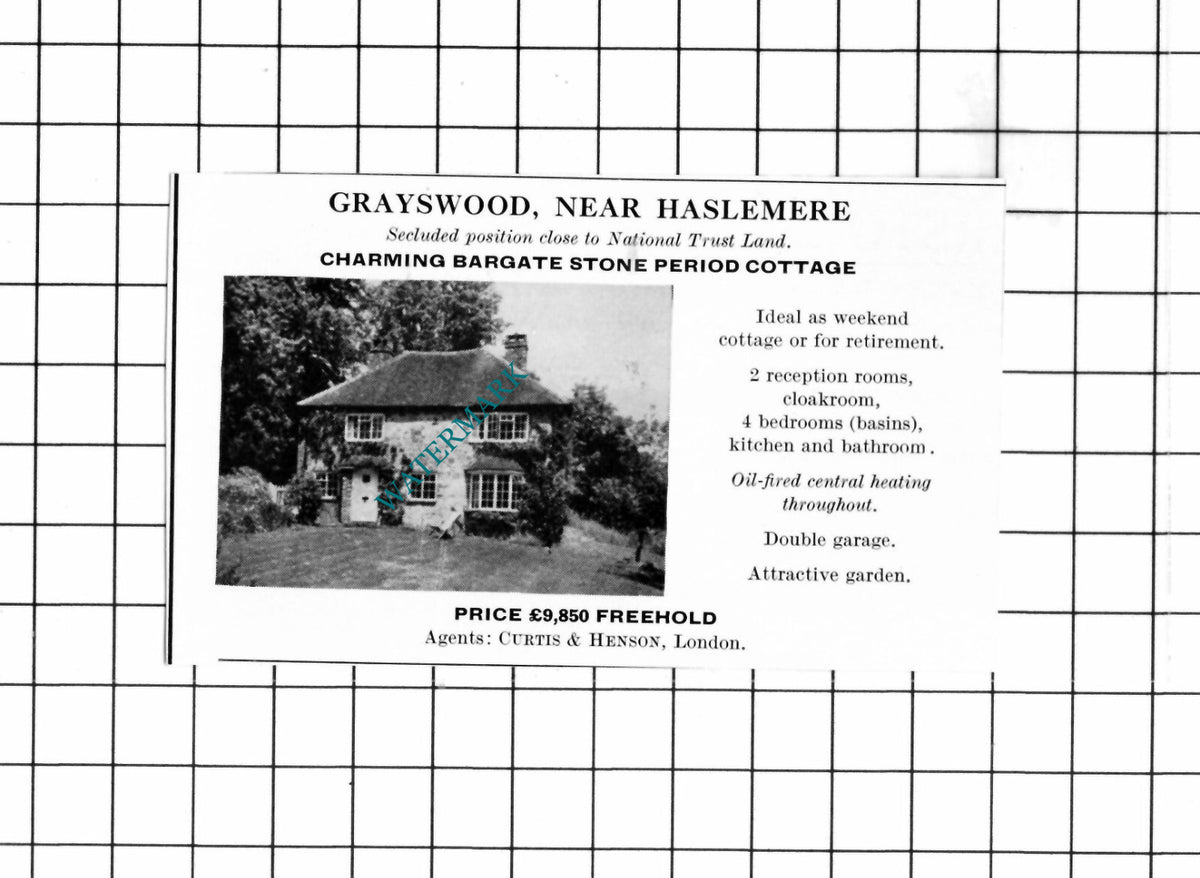 Grayswood Surrey SMALL House Sale Advert  - 1967 Clipping