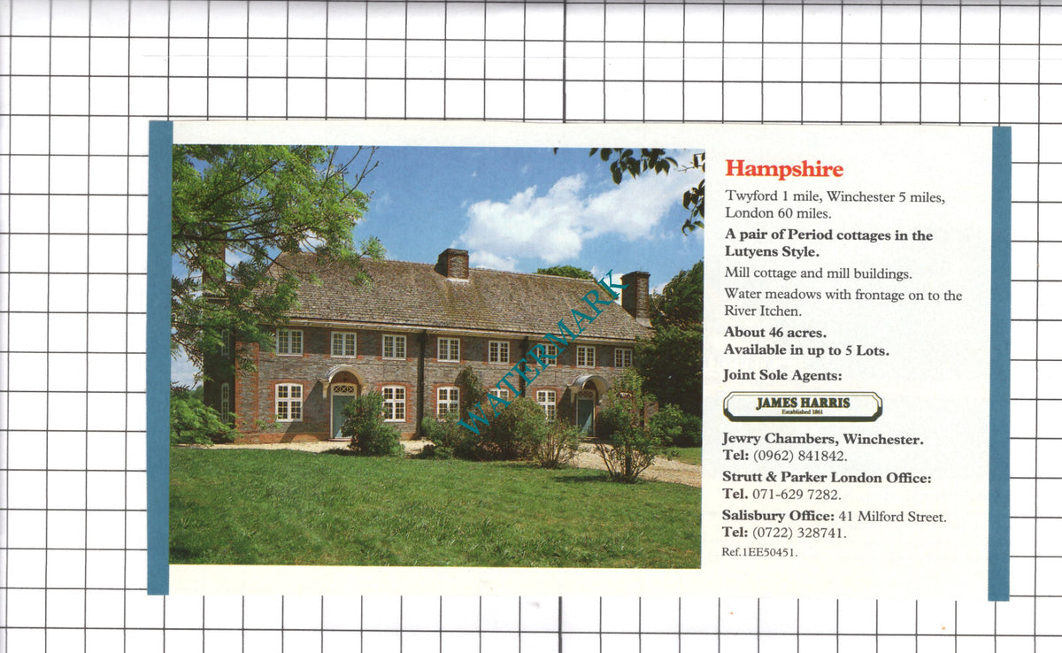 Twyford Hampshire Mill Cottages House Sale Advert - 1991 Clipping / Print