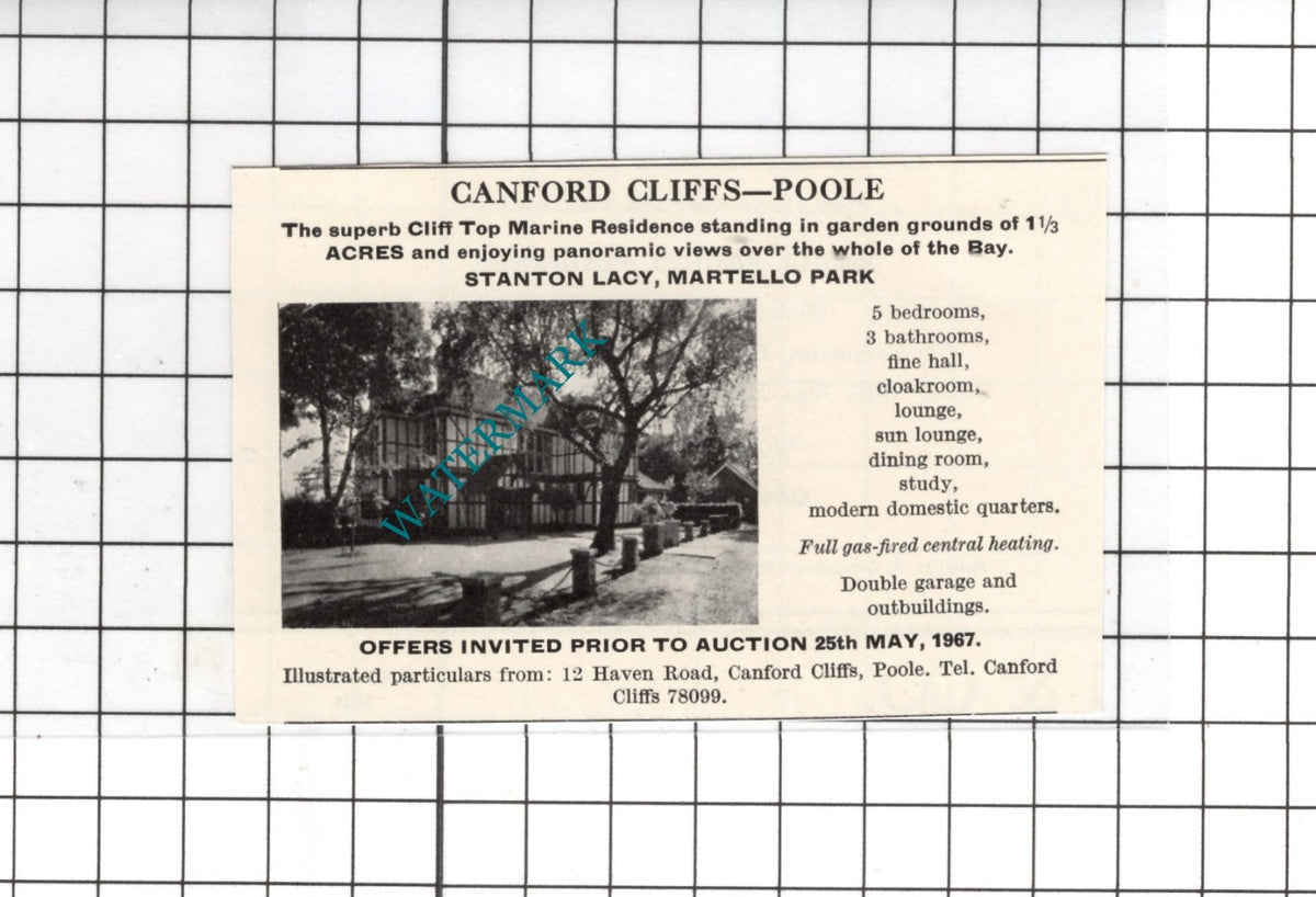 Stanton Lacy Martello Park Canford Cliffs Poole Dorset - 1967 SMALL House Advert