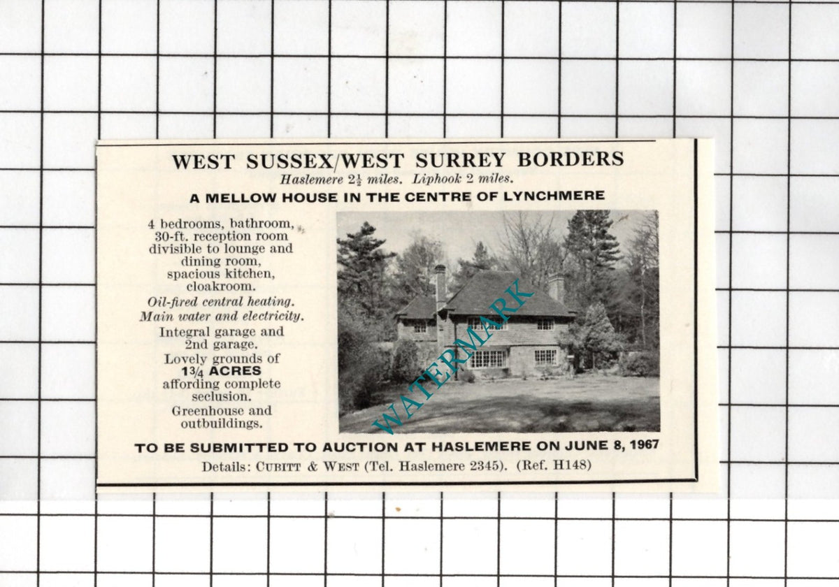 Lynchmere Sussex - 1967 SMALL House Sale Advert