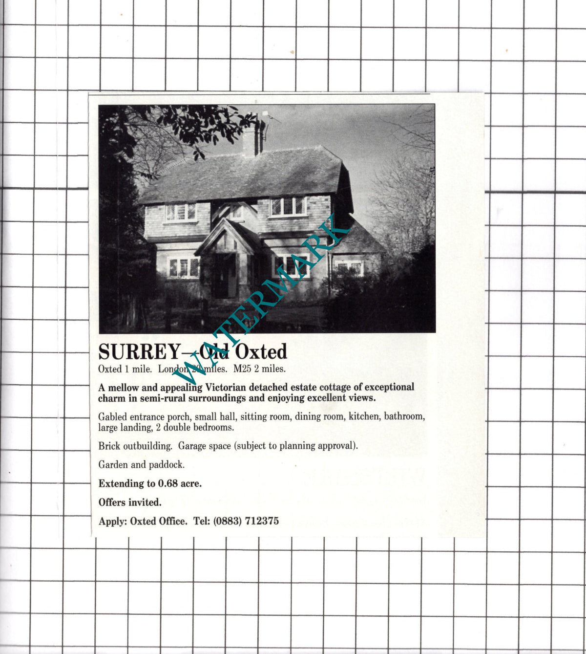 Old Oxted Surrey House Sale Advert - 1990 Clipping / Print