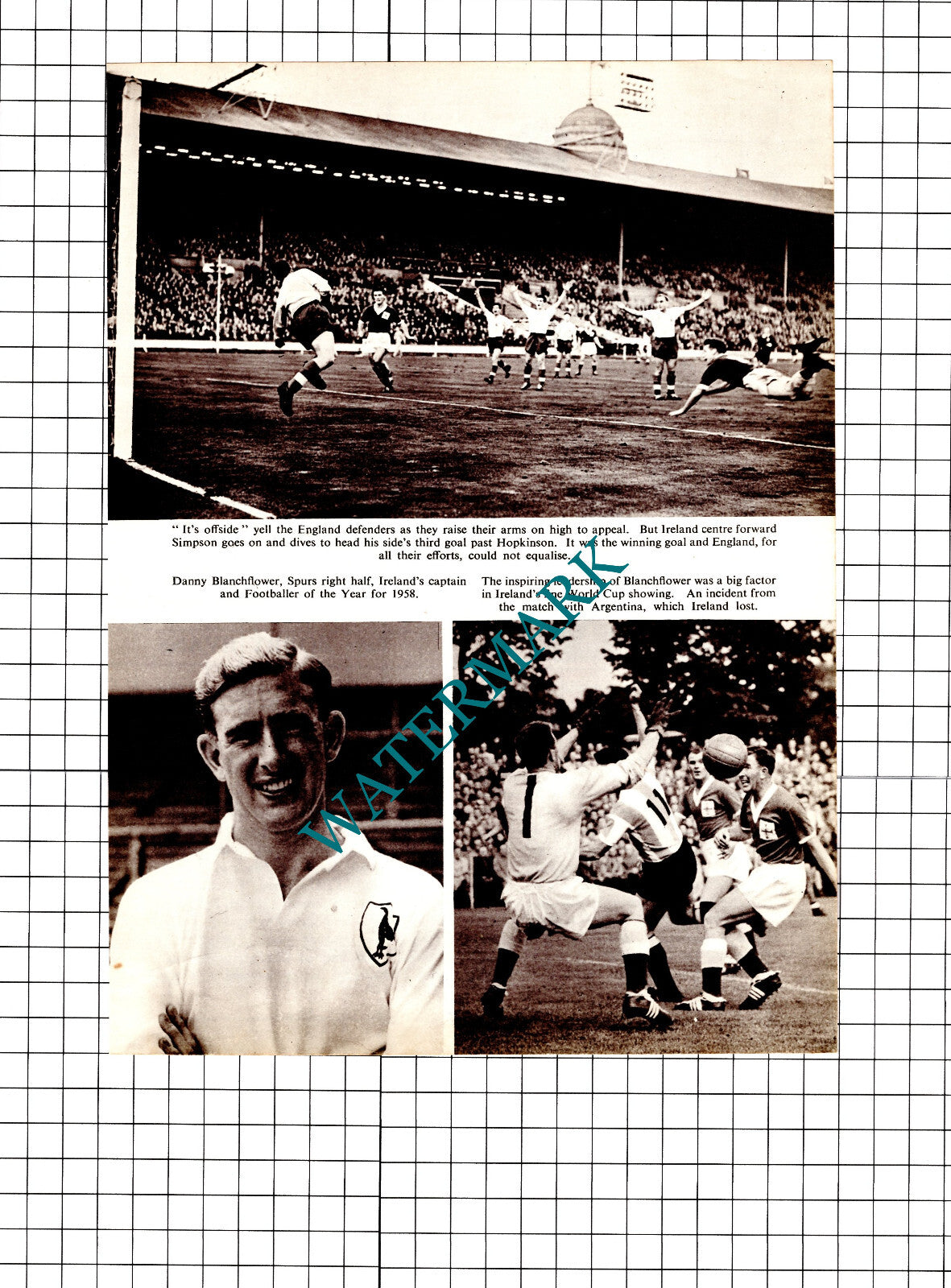 Danny Blanchflower Footballer - c.1958 Article