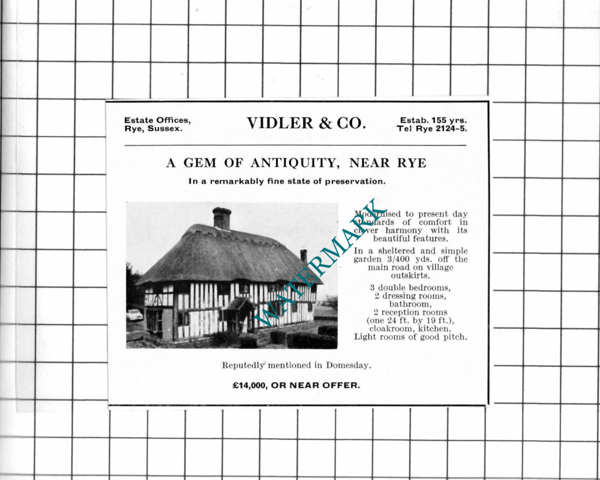 Rye Sussex Small House Sale Advert - 1967 Clipping
