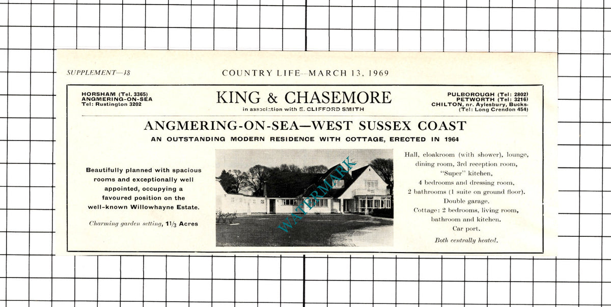 Angmering On Sea Sussex Willowhayne  House Sale Advert - 1969 Clipping / Print