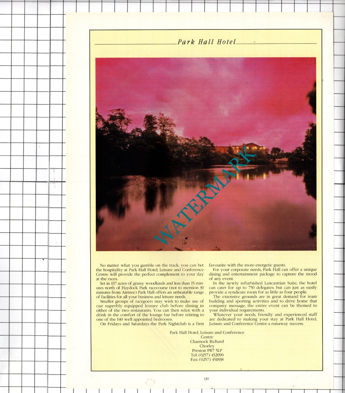 Park Hall Hotel Charnock Richard Chorley Preston Advert - 1995 Cutting