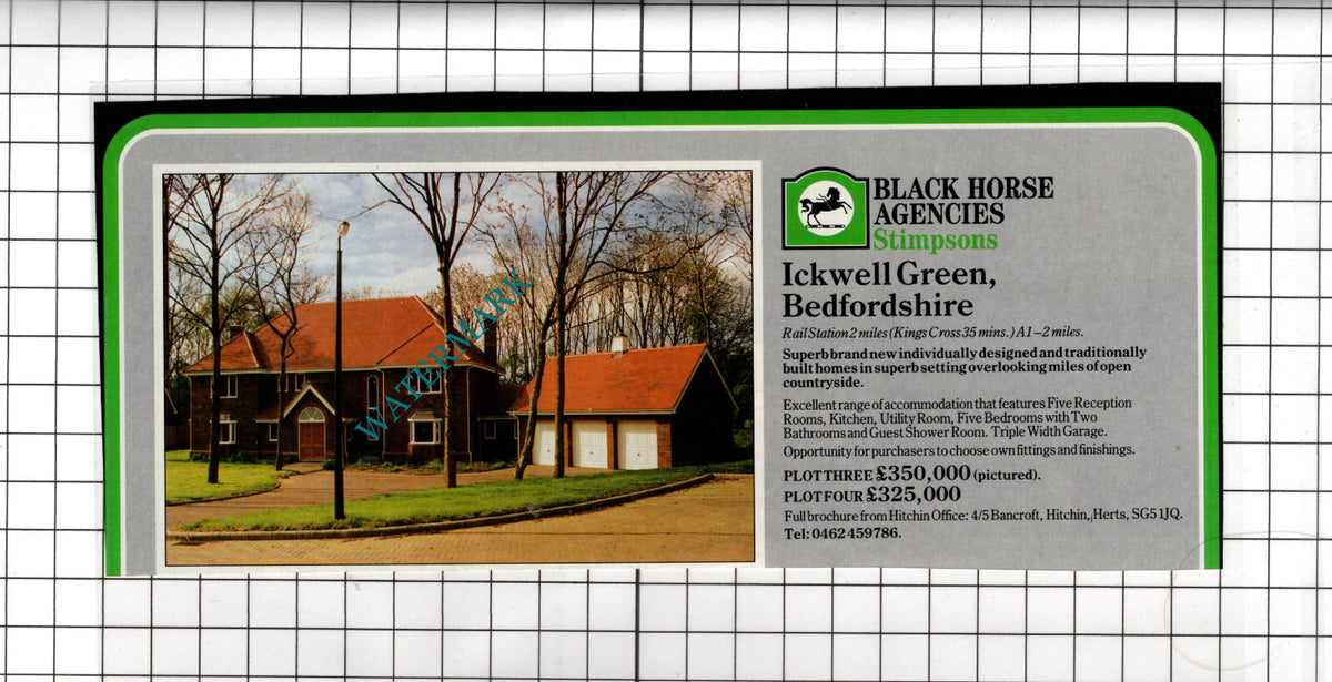 Ickwell Green Bedfordshire House Sale Advert - 1991 Cutting
