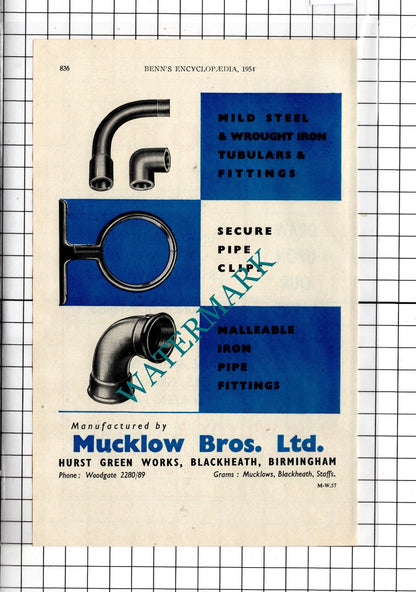 Mucklow Bros Ltd Birmingham / W H Willcox & Co Ltd London - 1954 Advert