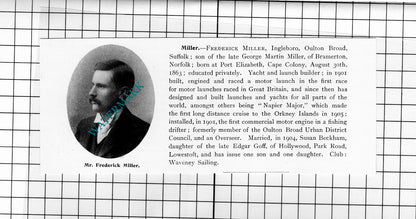 Frederick Miller Ingleboro Oulton Broad / Hugh Lawrence Lowestoft  1911 Clipping