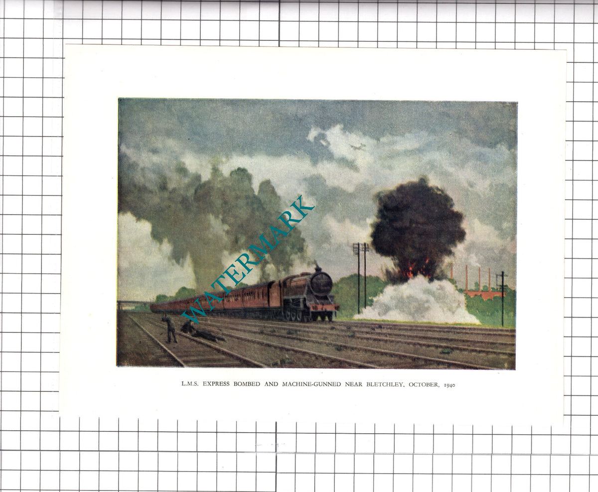 LMS Express Bombed Bletchley World War  Two WW2  -   1946  Print