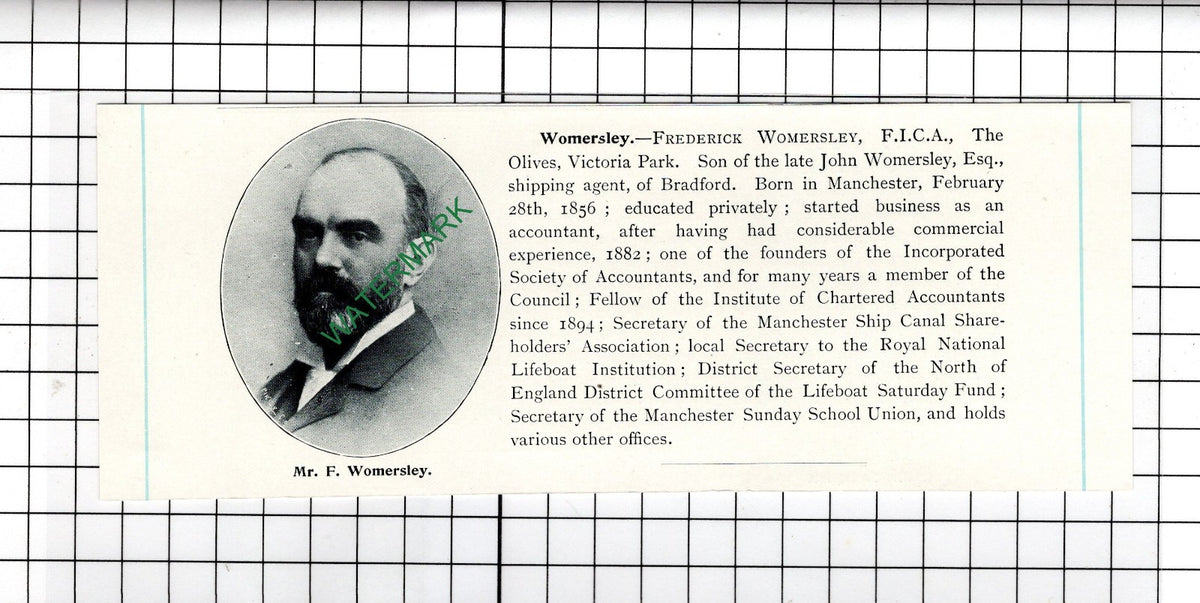 Samuel Taylor Oak Lea Stockport / Frederick Womersley -   c.1905 Clipping