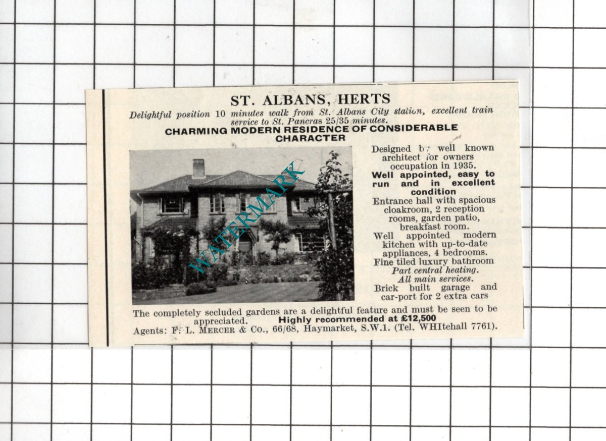 St Albans Hertfordshire Small House Sale Advert - 1967