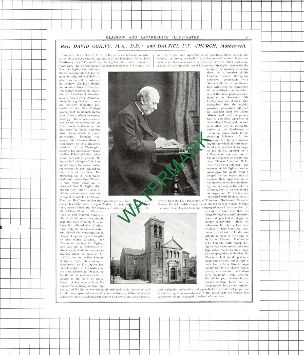 Sir William Henry Rattigan / Rev David Ogilvy Dalziel Church  -  1904 Article