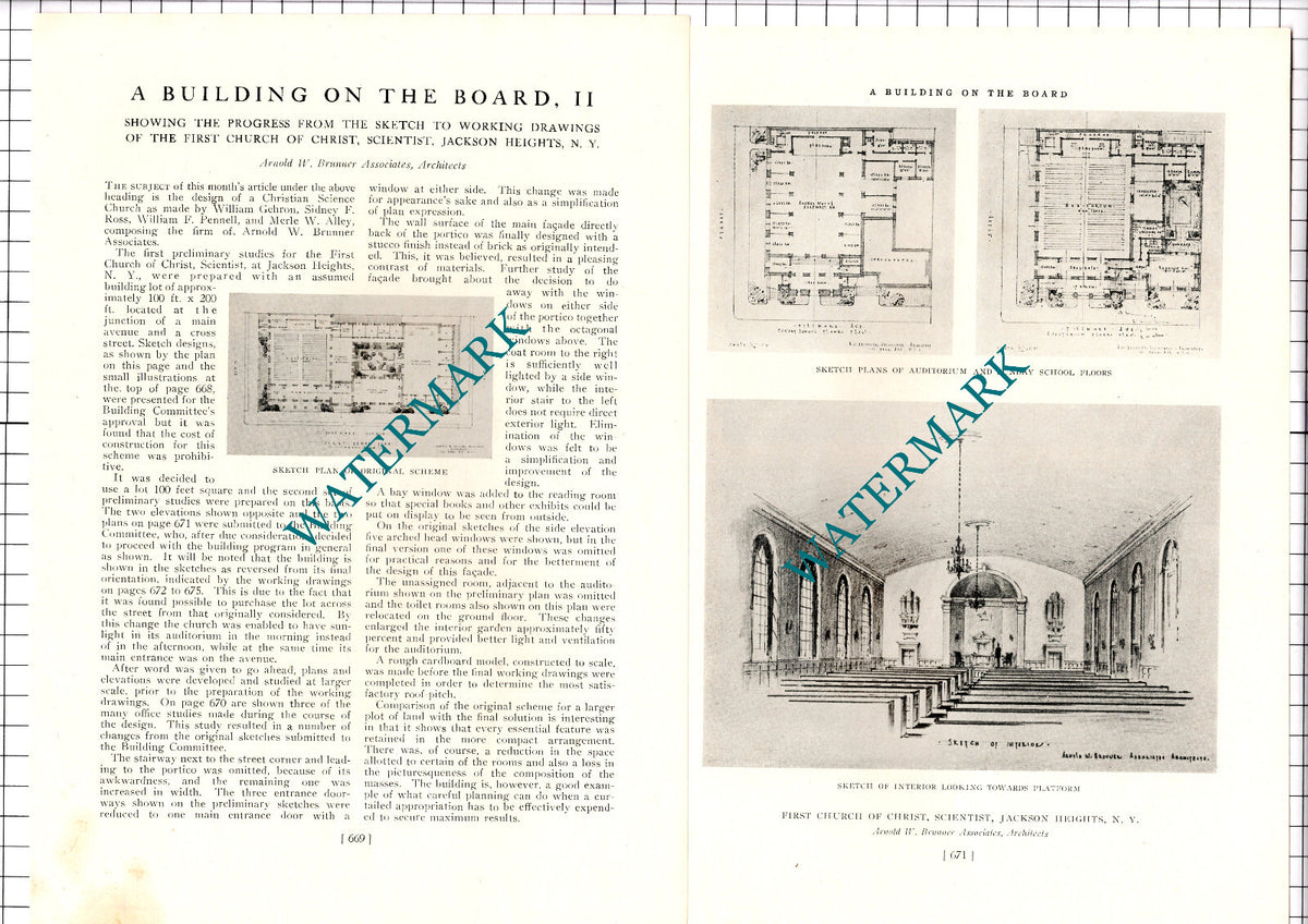 First Church Of Christ Scientist Jackson Heights New York - 1926 Article / Print
