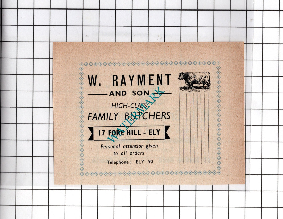 H L Drake & Son Ltd Ely Cambridgshire / W Rayment Butcher  - 1949 Small Advert