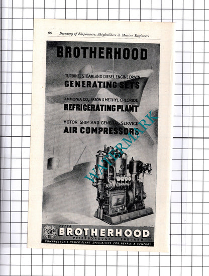 Peter Brotherhood Peterborough / Brigham & Cowan South Shields ADVERT - c.1957