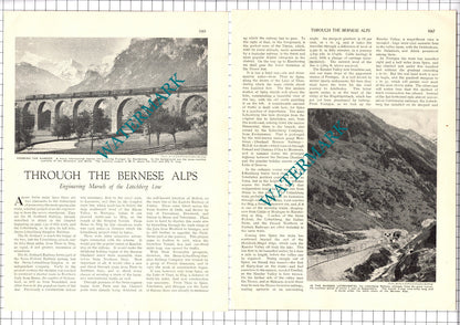 The Lotcshberg Line Swiss Railway Switzerland  - 1930's Article / Print