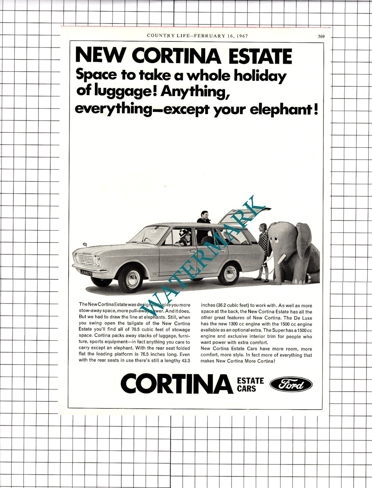 Ford Cortina Estate Car Advert -  1967 Cutting/ Print