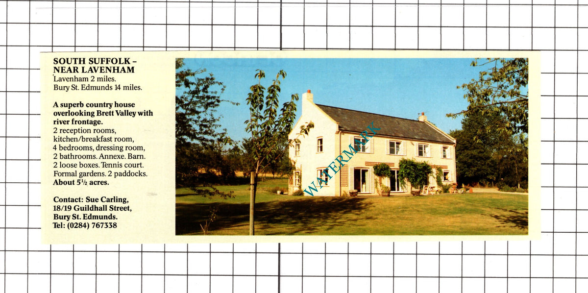 Lavenham Suffolk House Sale Advert - c.1990 Cutting / Print
