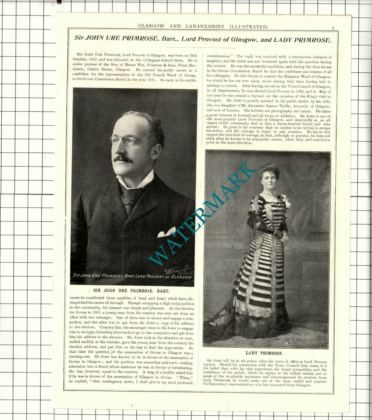 Lord Kelvin Of Largs William Thomson / Sir John Ure Primrose  - 1904 Article