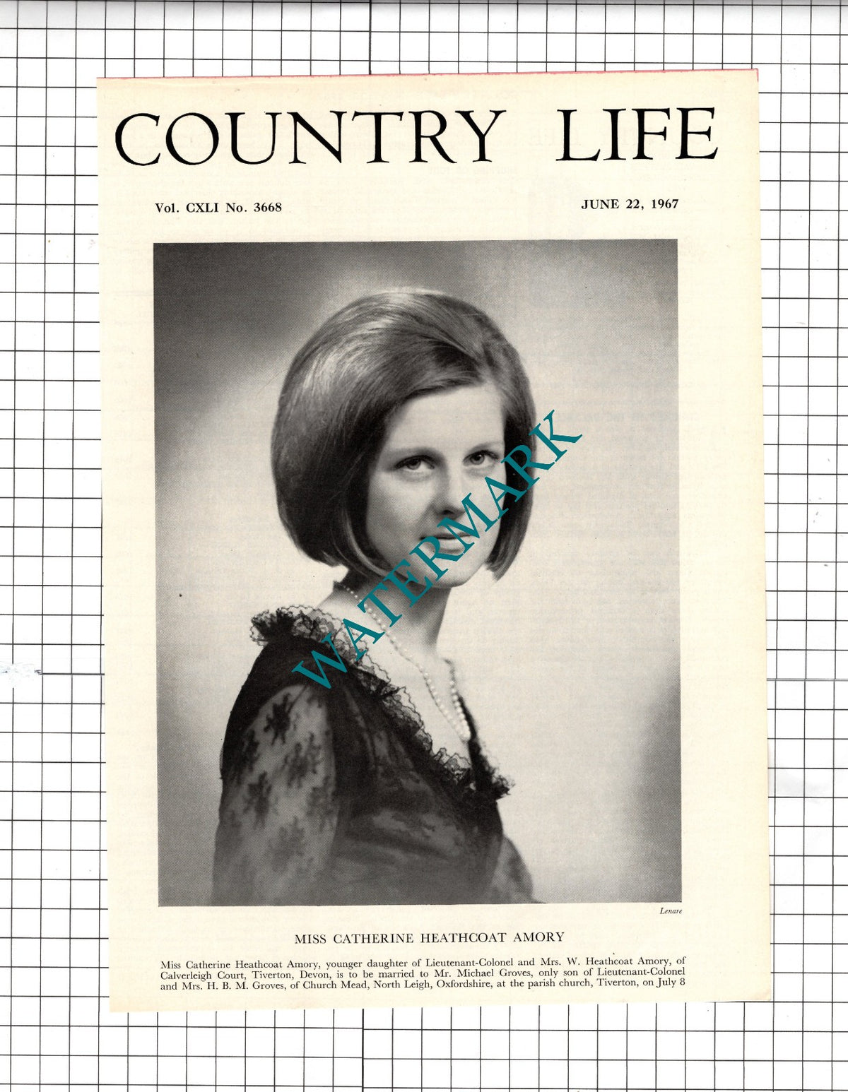 Miss Catherine Heathcote Amory Calverleigh Court Tiverton Devon - 1967 Clipping