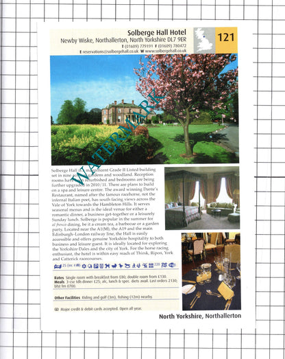 Solberge Hall Hotel Newby Wiske / Ox Pasture Hall Scarborough - 2011 Advert
