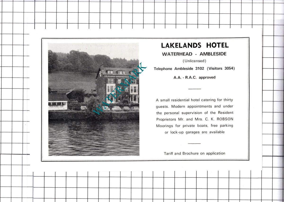 Lakelands Hotel Ambleside  Robson / Norwood Guest House Advert - c.1968 Cutting