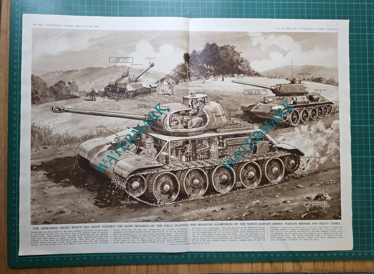 Russian Tanks Russian Medium and Heavy Tanks  G H Davis -1950 Centrefold Pullout