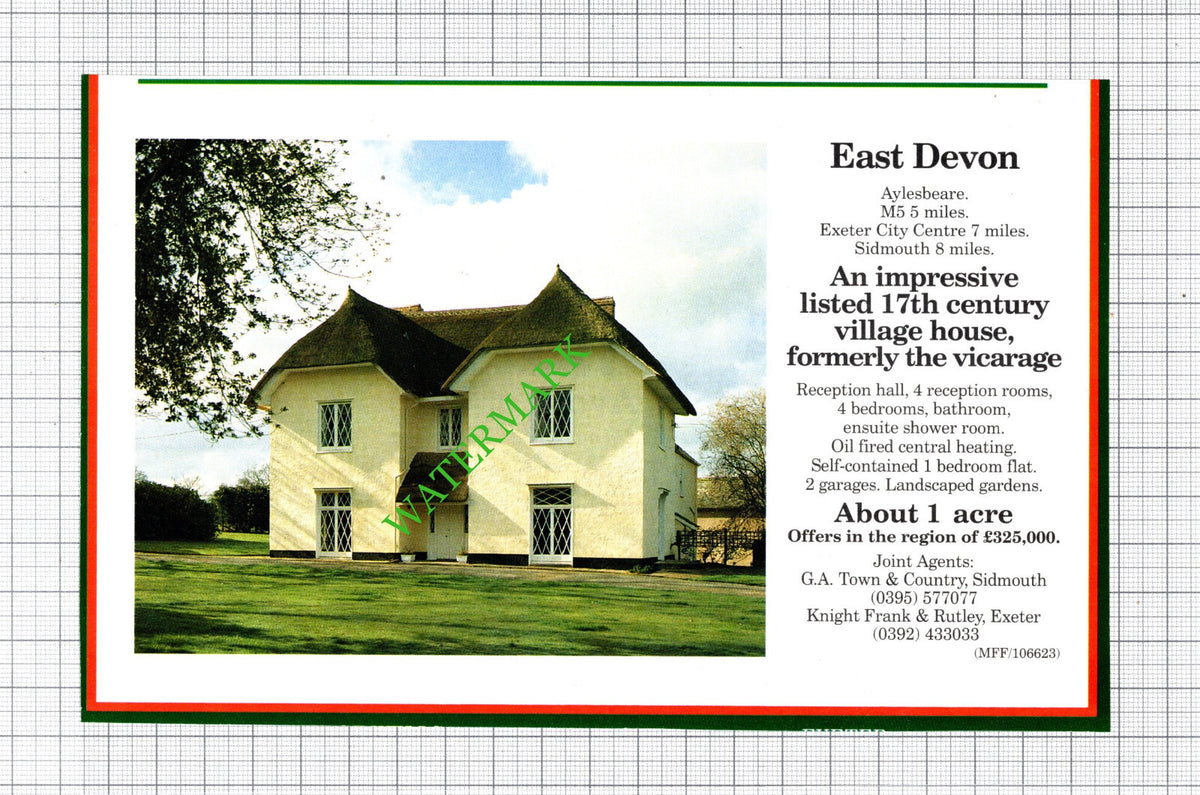 Aylesbeare Devon House Sale Advert  - 1991 Cutting