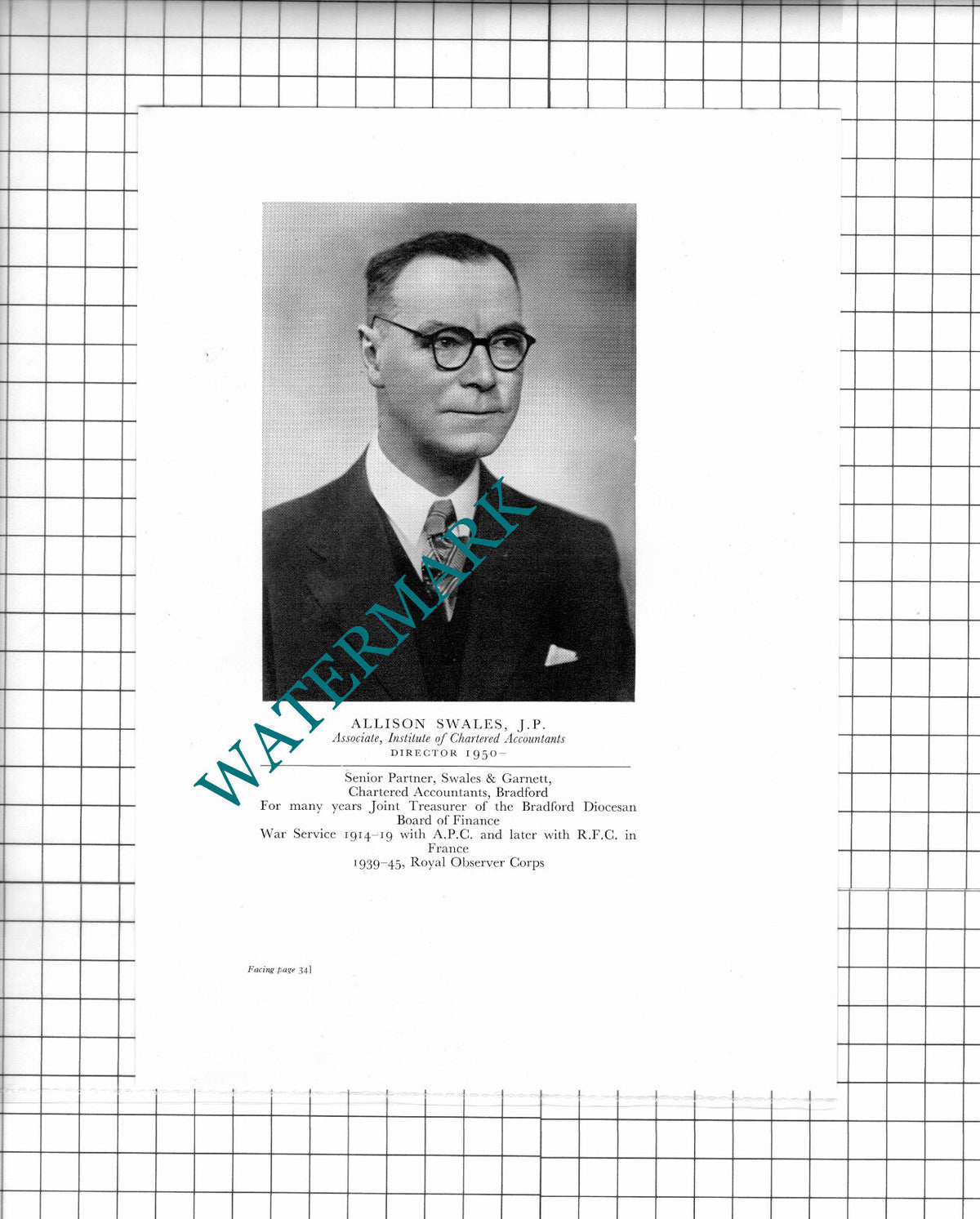 Mr Allison Swales Swales & Garnett Bradford Yorkshire  - 1951 Clipping / Print