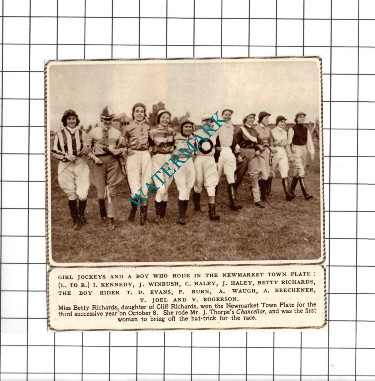 Miss Betty Richards Jockey Beechener Waugh Winbush- 1953 Small Cutting