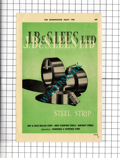 Parkinson & Sweaney Ltd Manchester / J B & S Lees Ltd West Bromwich 1948  Advert