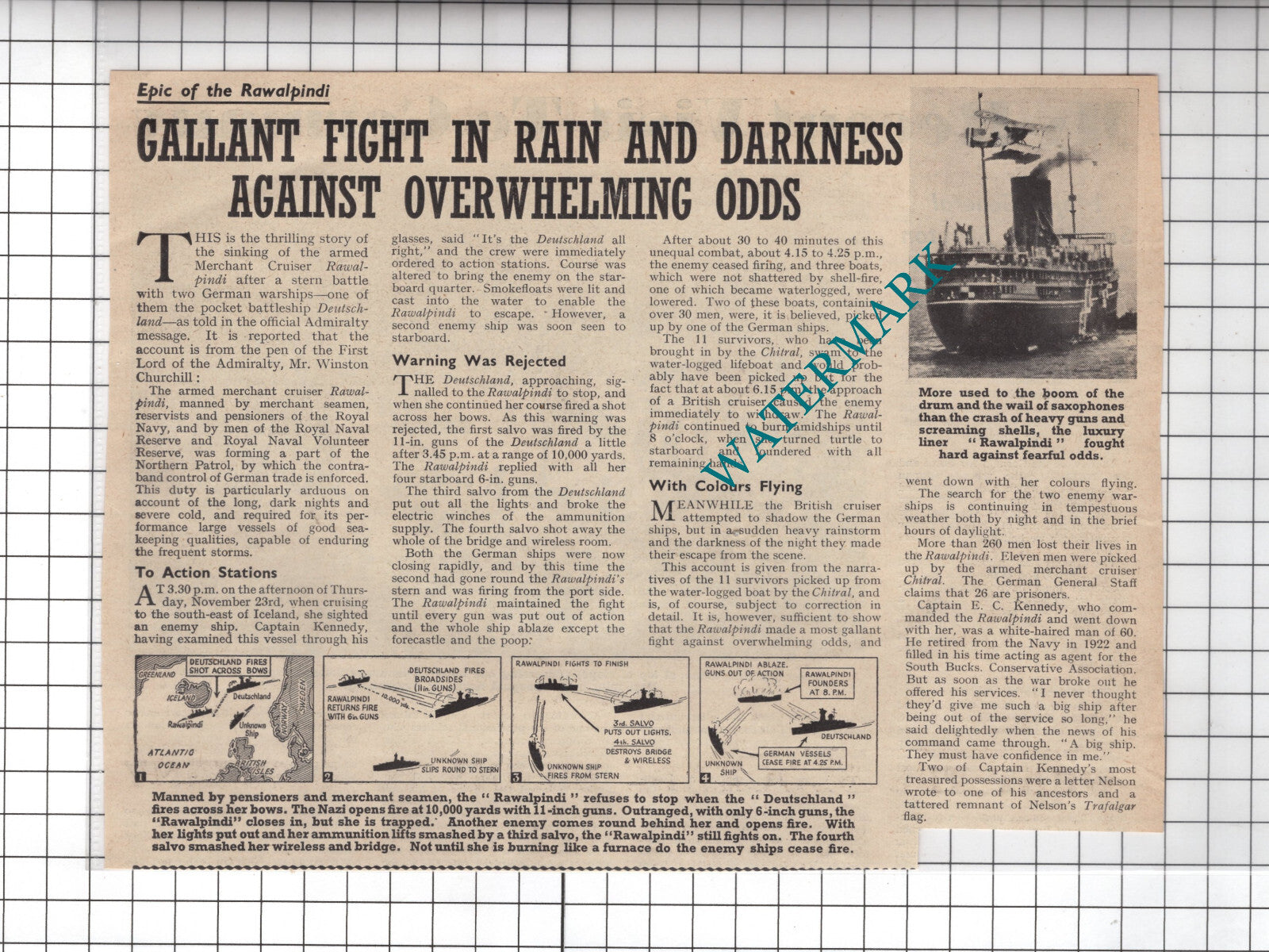 RAWALPINDI Ship World War Two WW2 - 1939 Small Clipping – The Printed Past
