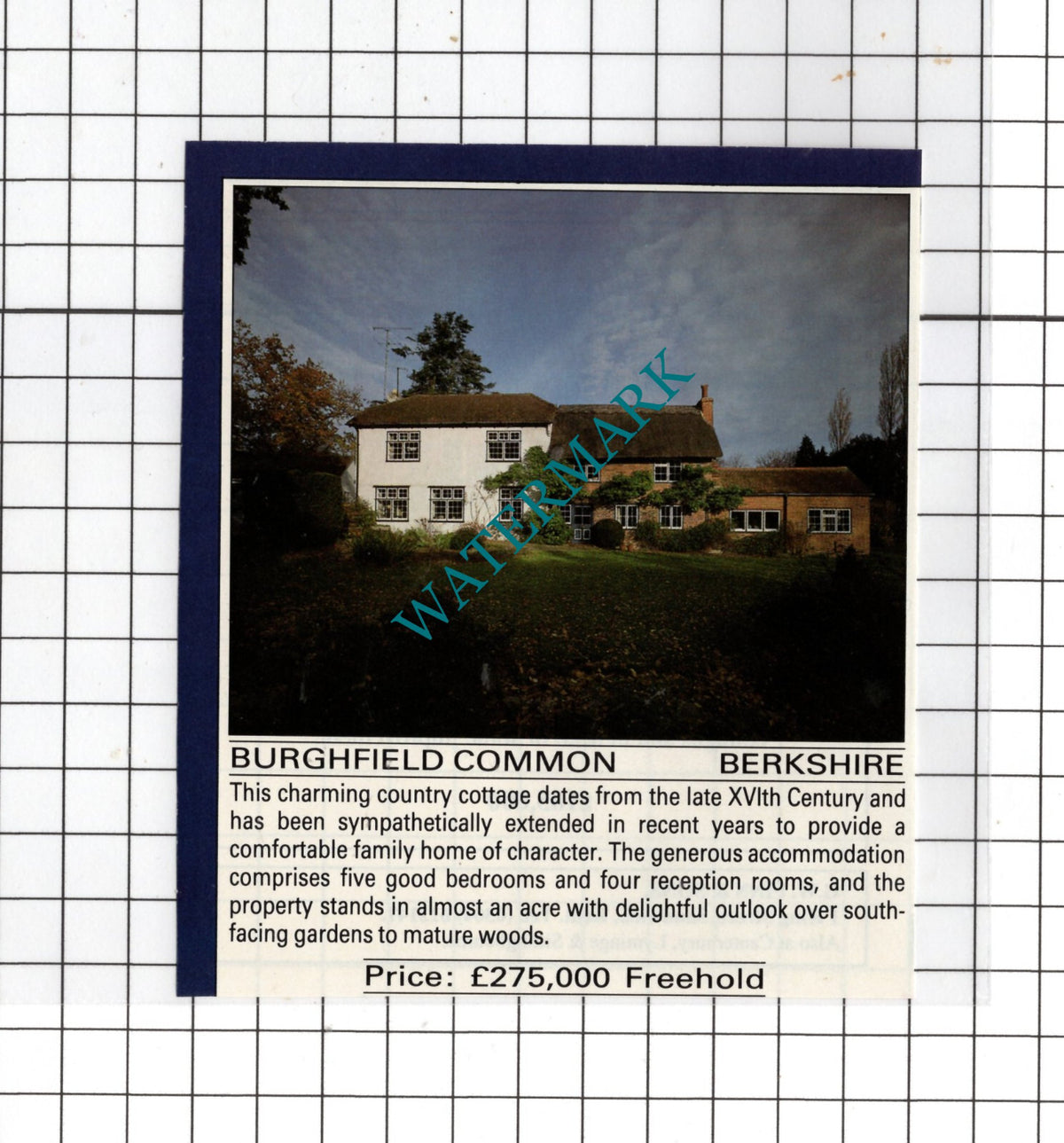 Burghfield Common Berkshire House Sale Advert - 1990 Small Cutting