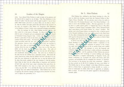 Sir Lourens Alma-Tadema  -- c.1920 Print / Article