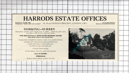 Dorking Surrey / Combe Wood Colgate Sussex - 1969 House Sale Advert