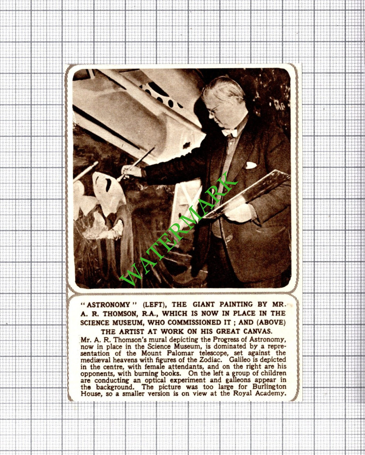 Mr A R Thomson Artist Painting Astronomy - 1954 Small Cutting