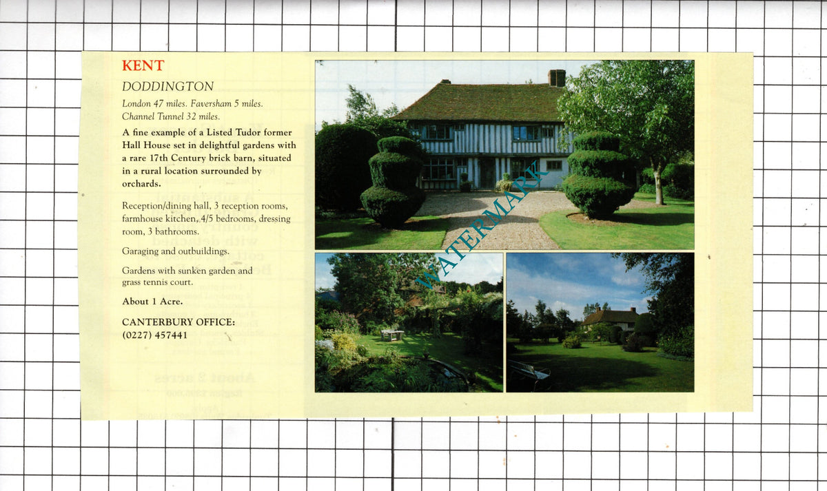 Doddington Kent Tudor House Sale Advert - 1994 Cutting