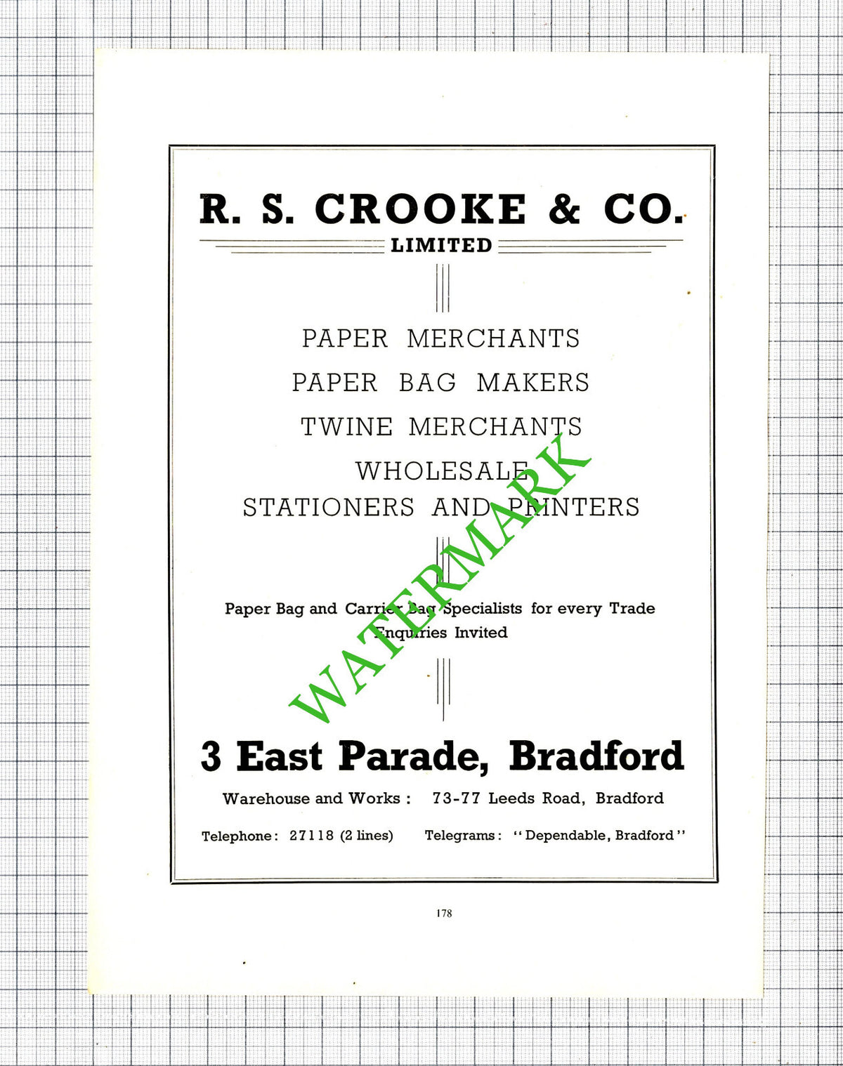 R S Crooke & Co Bradford Yorkshire Paper Merchants Advert  - 1957 Cutting