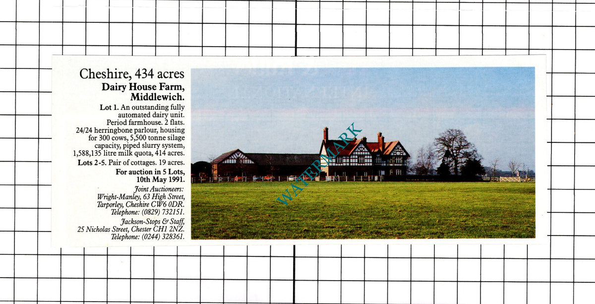 Dairy House Farm Middlewich Cheshire Sale Advert - 1991 Clipping / Print