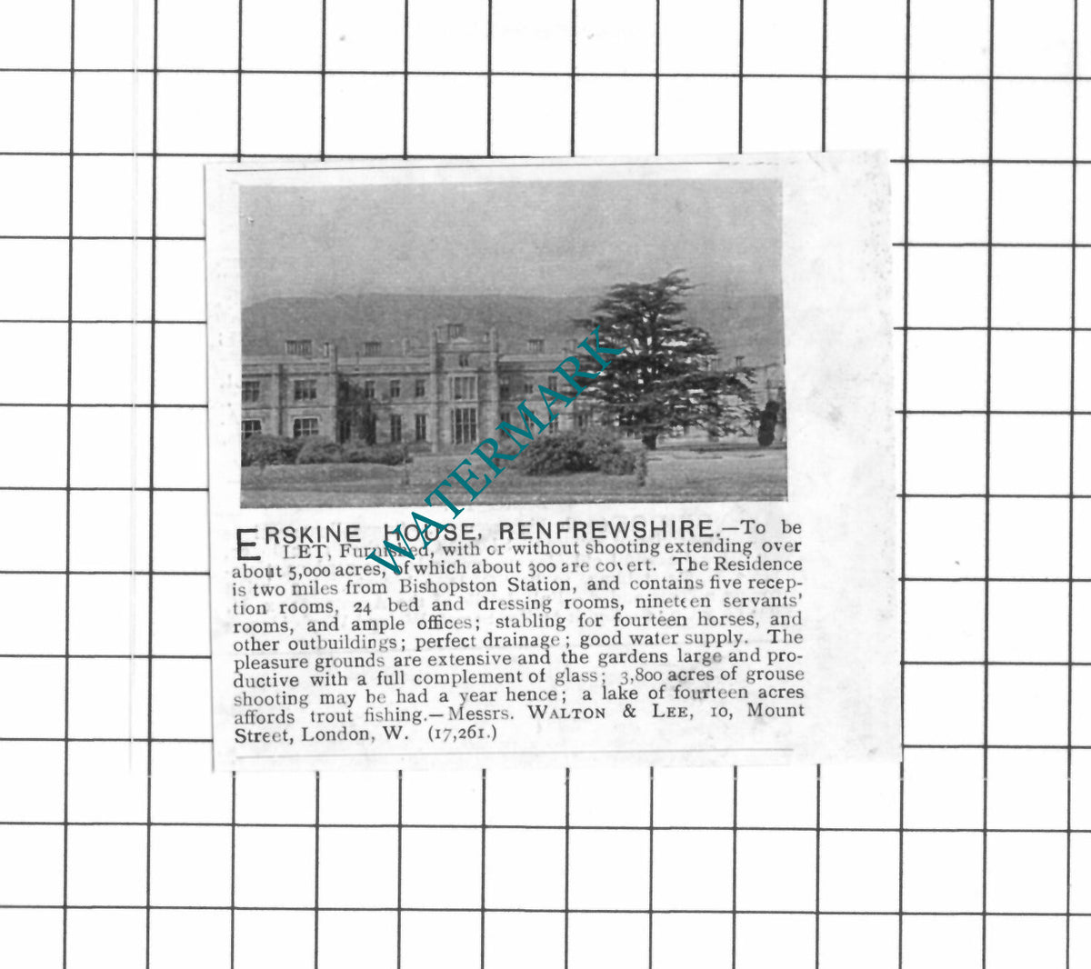 Erskine House Renfrewshire  Letting Advert - 1903 SMALL Clipping
