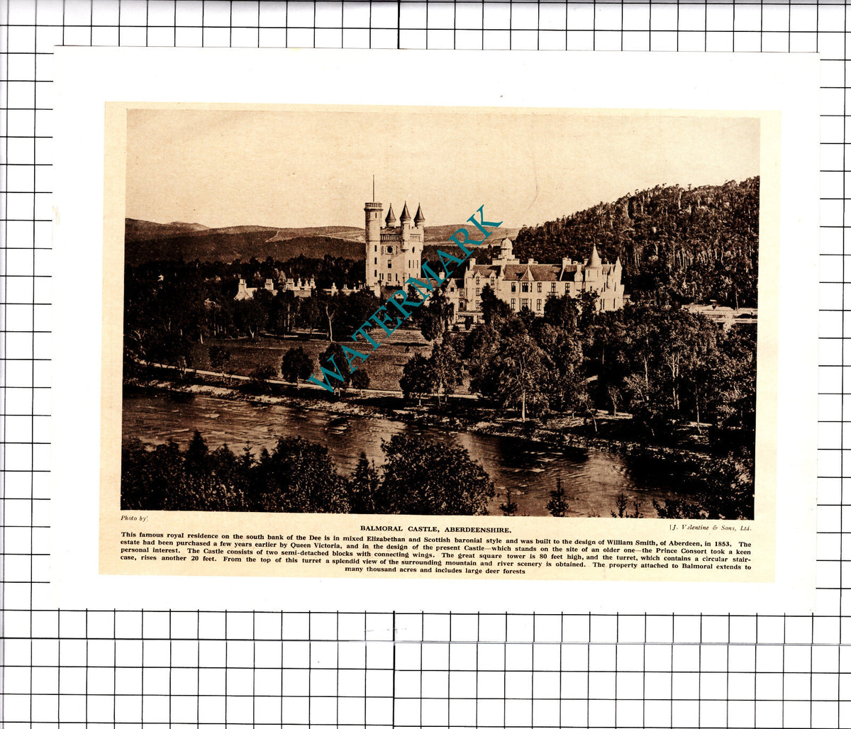 Balmoral Castle Aberdeenshire  - c.1930's Clipping / Print