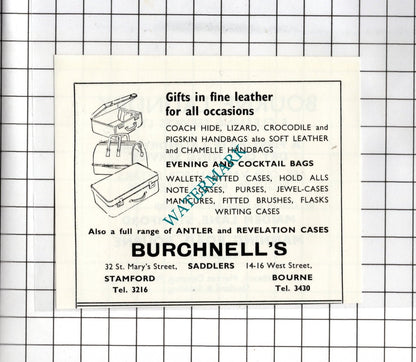 Burchnell's Stamford Lincolnshire / Bourne Laundry Stamford -  1974 SMALL Advert