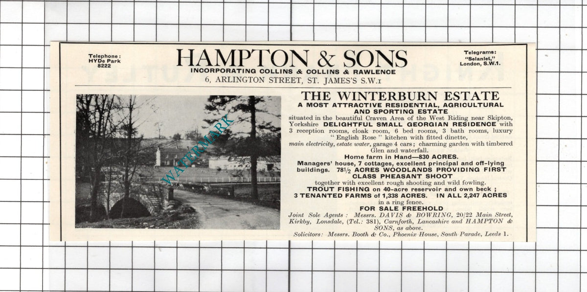 The Winterburn Estate Skipton Yorkshire / Battle Sussex House Sale Advert - 1967