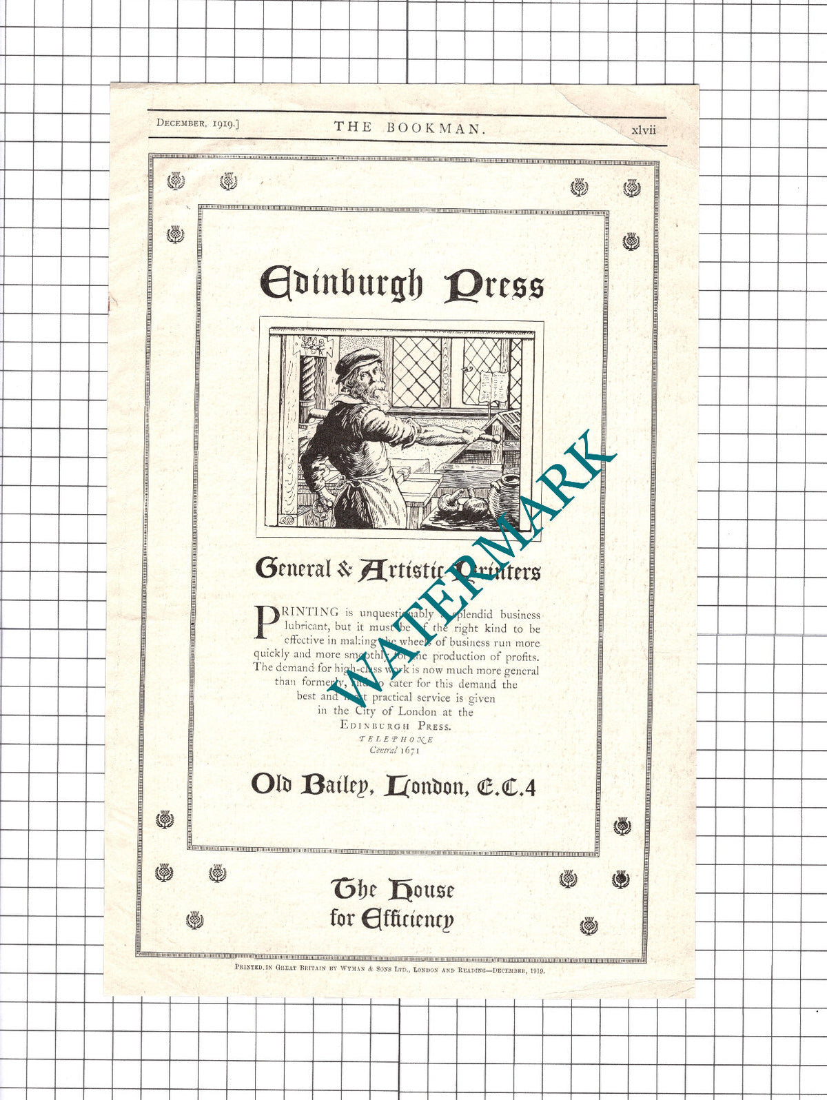 Edinburgh Press Old Bailey London ADVERT - 1919 Clipping / Print